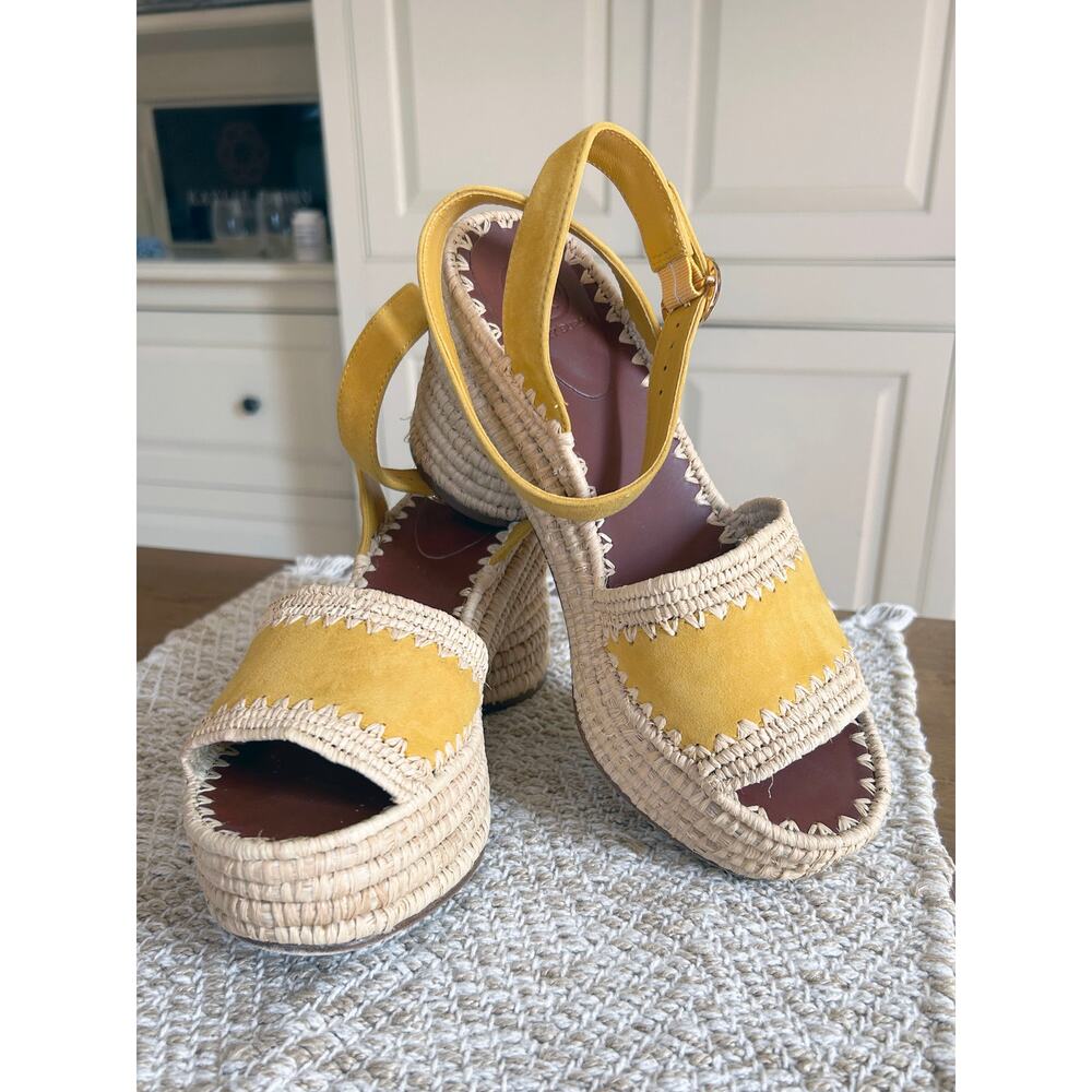 Tory Burch Arianne Platform Sandal in Yellow Size 8 - Worn Once - MSRP $328 - Picture 4 of 13